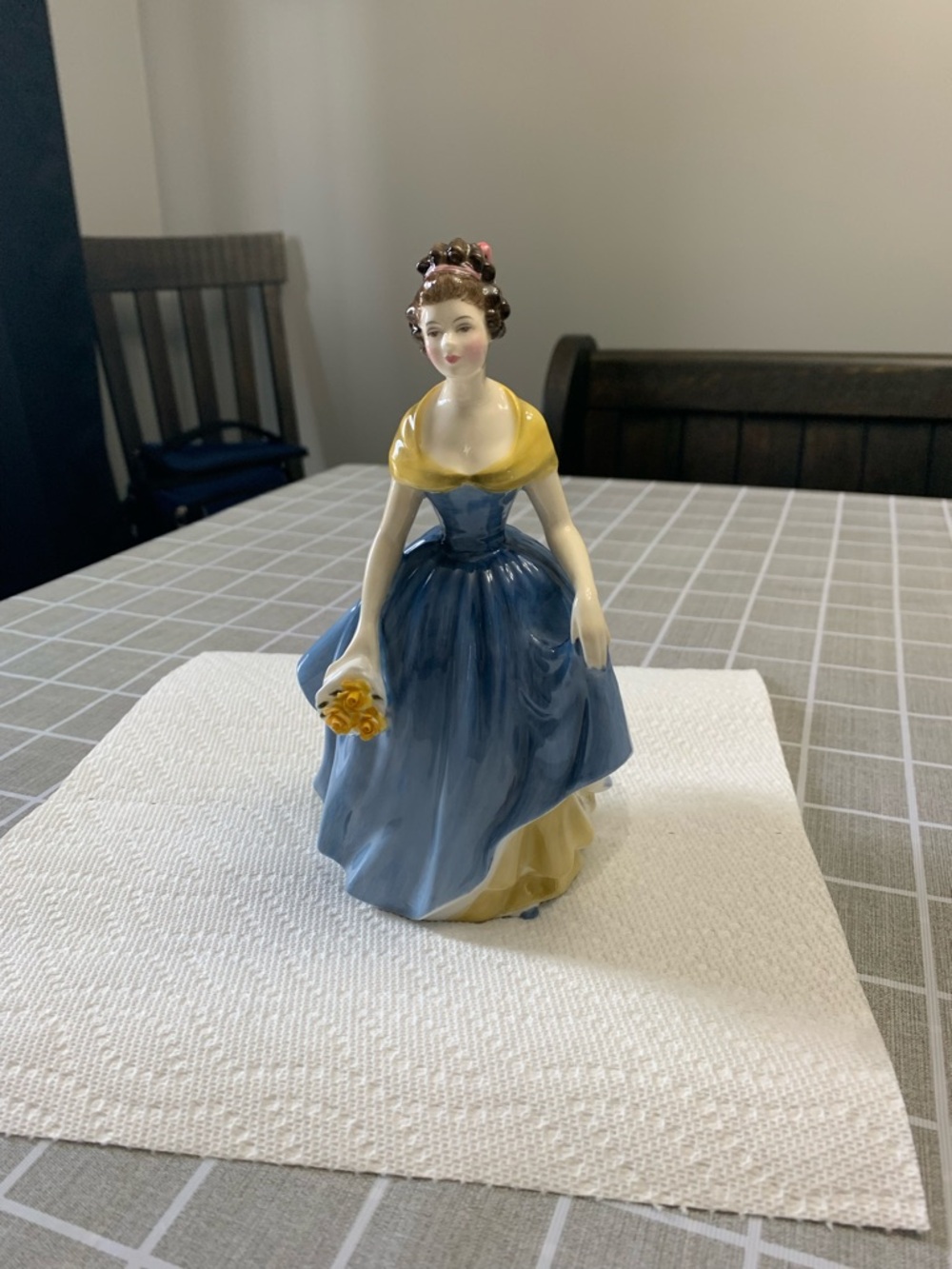 Royal Doulton Lady Figurine in Blue and Yellow Dress